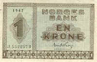 Norway 1 kroner 1940-1950 front