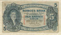 Norway 5 kroner 1901-1944 front