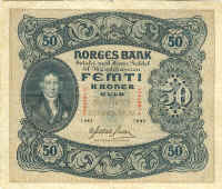 Norway 50 kroner 1901-1945 front