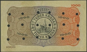 Norway 1000 kroner 1901-1943 back