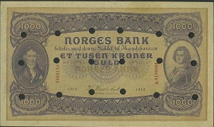 Norway 1000 kroner 1901-1943 front